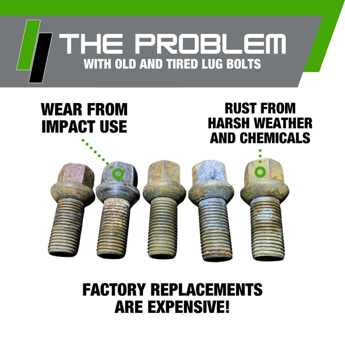 DPAccessories Lug Bolts | Compatible Replacement for Audi VW | WHT001812, WHT002437, 431601139A, 8D0601139A, 8D0601139D | For Factory/OEM Wheels Only