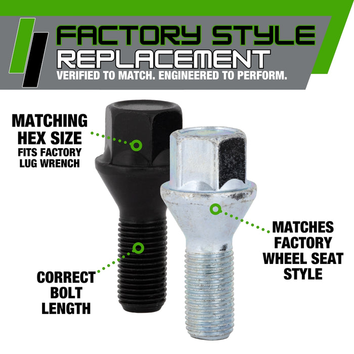 DPAccessories Lug Bolts | Compatible Replacement for Dodge Fiat Jeep | 68296586AA, 68494115AA, 6510685AA | For Factory/OEM Wheels Only