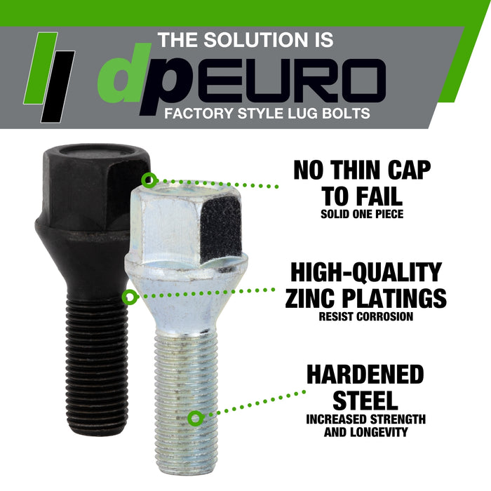 DPAccessories Lug Bolts | Compatible Replacement for Chrysler Dodge Jeep | 6511051AA, 6509933AA | For Factory/OEM Wheels Only