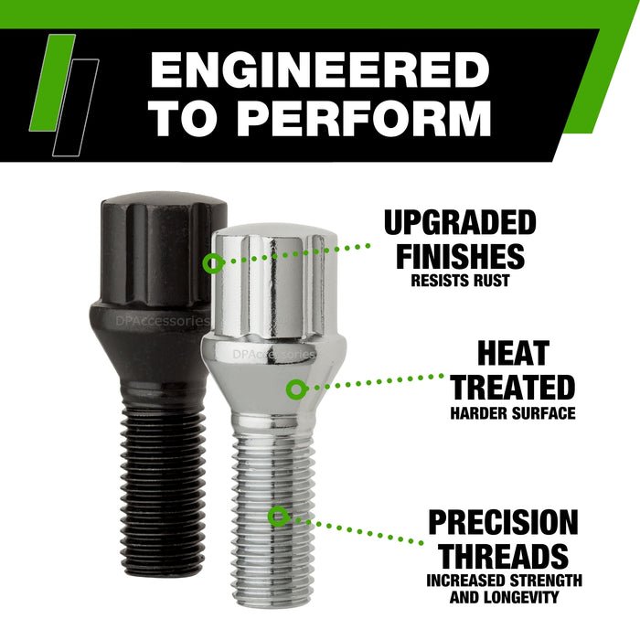 DPAccessories M12x1.75 Lug Bolts For Aftermarket Wheels | Spline Bolt | 27mm Shank