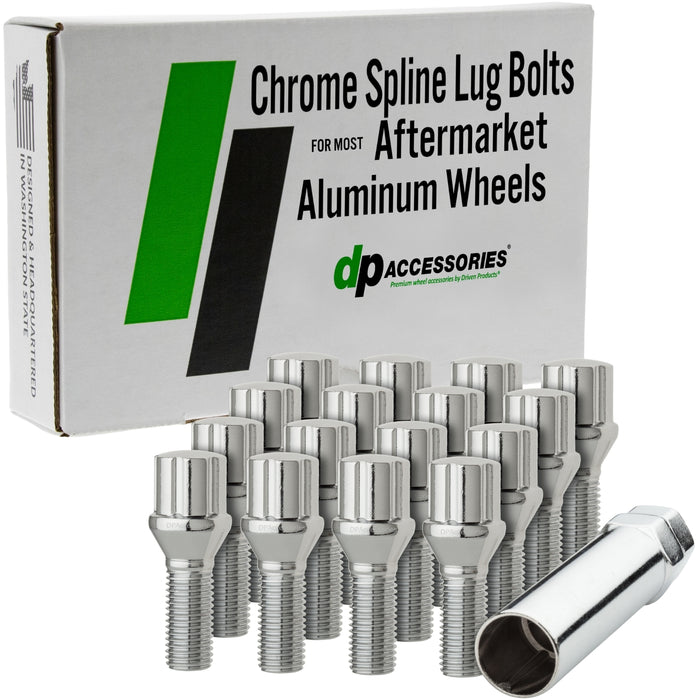 DPAccessories M12x1.50 Lug Bolts For Aftermarket Wheels | Spline Bolt | 27mm Shank