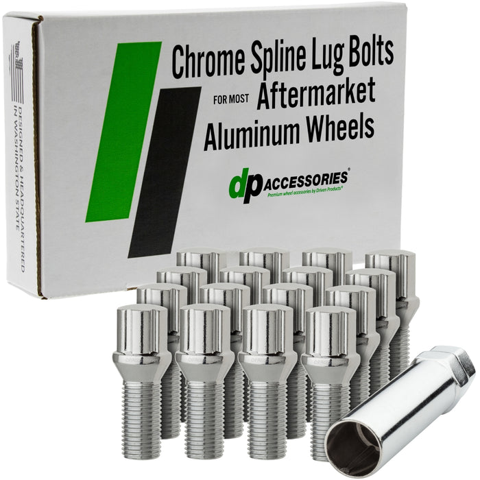DPAccessories M14x1.50 Lug Bolts For Aftermarket Wheels | Spline Bolt | 27mm Shank