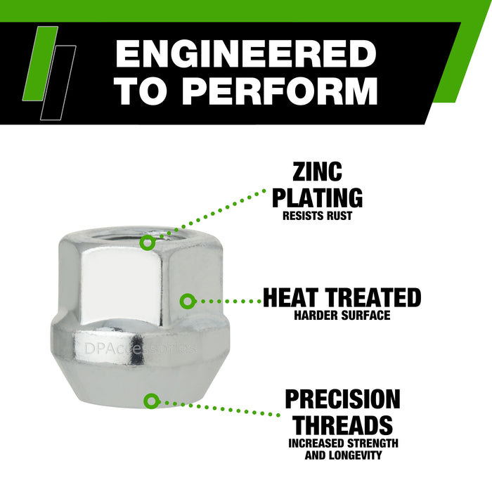DPAccessories M12x1.25 Lug Nuts - Open End Bulge Acorn - 21mm (0.83") Tall - 19mm (3/4") Hex