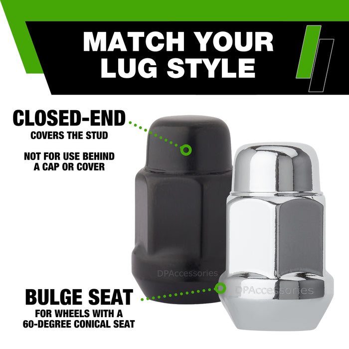 DPAccessories 7/16-20 Lug Nuts | Closed End Bulge Acorn | 36mm (1.4") Tall | 19mm (3/4") Hex