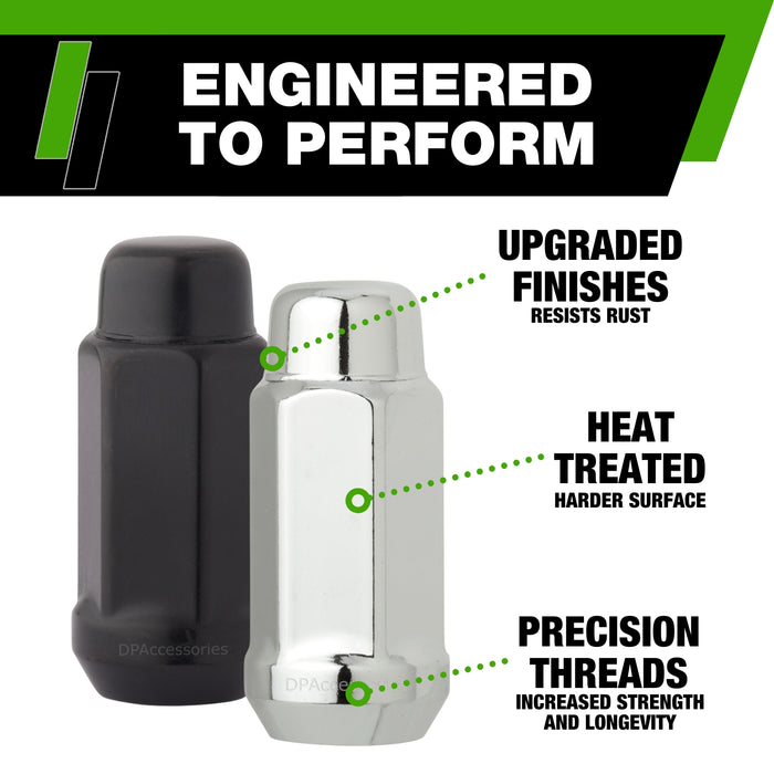 DPAccessories 9/16-18 Lug Nuts For Aftermarket Wheels - Closed End XL Bulge Acorn - 48mm (1.9") Tall - 19mm (3/4") Hex