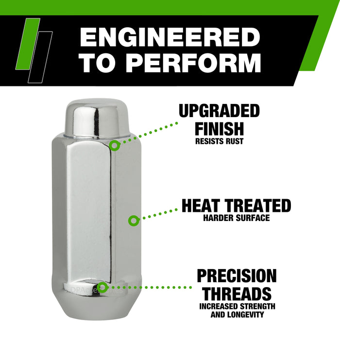 DPAccessories 9/16-18 Lug Nuts - Closed End XXL Bulge Acorn - 22mm (7/8") Hex - 2.35" Tall