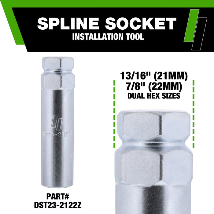 DPAccessories 9/16-18 Lug Nuts For Aftermarket Wheels - Closed End Duplex XL Spline Tuner - 51mm (2") Tall