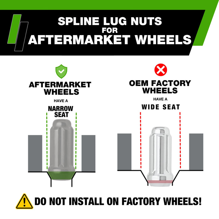 DPAccessories 9/16-18 Lug Nuts For Aftermarket Wheels - Closed End Duplex XL Spline Tuner - 51mm (2") Tall
