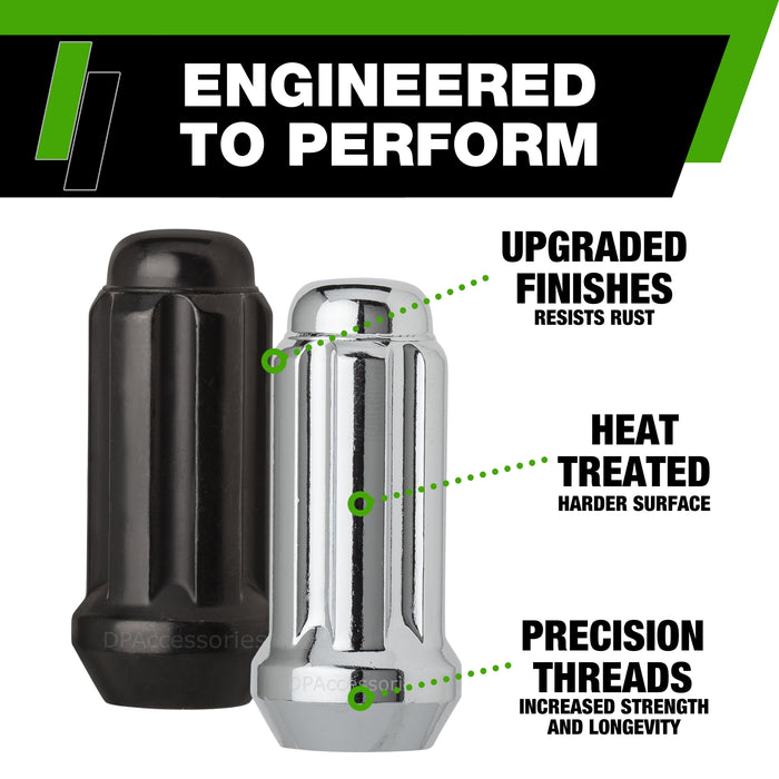 DPAccessories 9/16-18 Lug Nuts For Aftermarket Wheels - Closed End Duplex XL Spline Tuner - 51mm (2") Tall