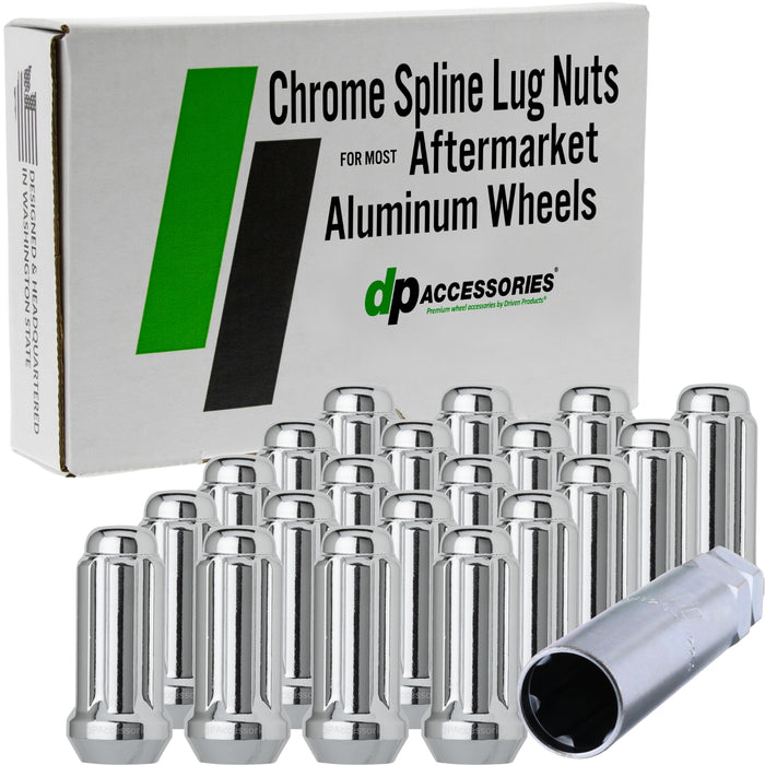 DPAccessories 9/16-18 Lug Nuts For Aftermarket Wheels - Closed End Duplex XL Spline Tuner - 51mm (2") Tall