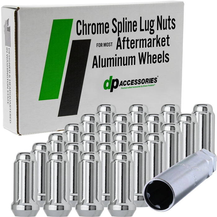 DPAccessories 1/2-20 Lug Nuts For Aftermarket Wheels - Closed End Duplex XL Spline Tuner - 51mm (2") Tall