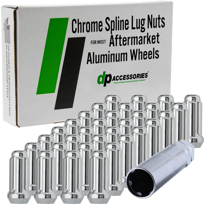 DPAccessories 9/16-18 Lug Nuts For Aftermarket Wheels - Closed End Duplex XL Spline Tuner - 51mm (2") Tall