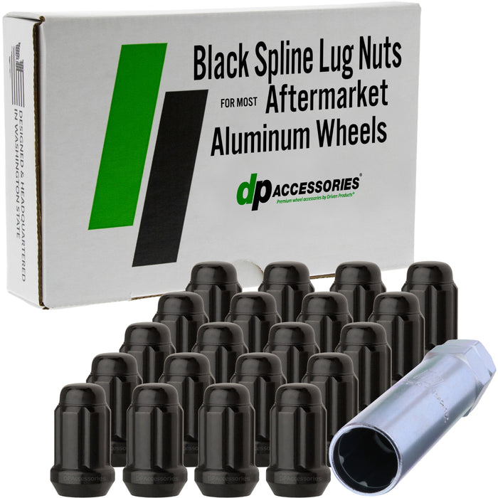 DPAccessories 1/2-20 Lug Nuts For Aftermarket Wheels - Closed End Spline Tuner - 34mm (1.35") Tall