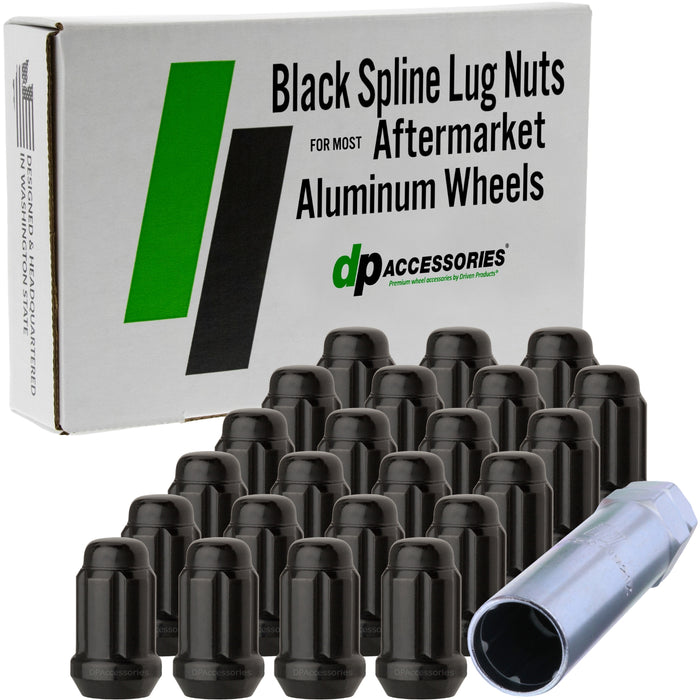 DPAccessories 1/2-20 Lug Nuts For Aftermarket Wheels - Closed End Spline Tuner - 34mm (1.35") Tall