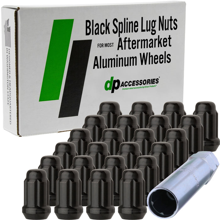 DPAccessories M12x1.25 Lug Nuts For Aftermarket Wheels - Closed End Spline Tuner - 34mm (1.35") Tall