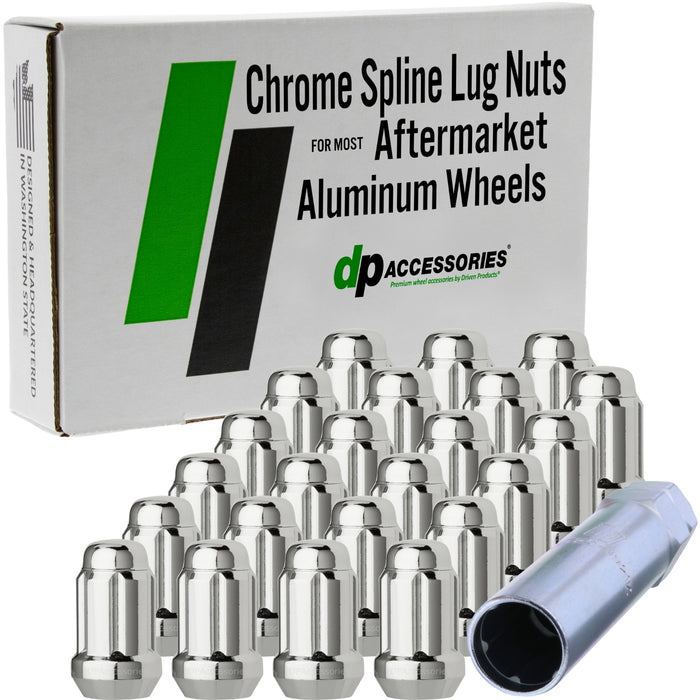 DPAccessories 1/2-20 Lug Nuts For Aftermarket Wheels - Closed End Spline Tuner - 34mm (1.35") Tall