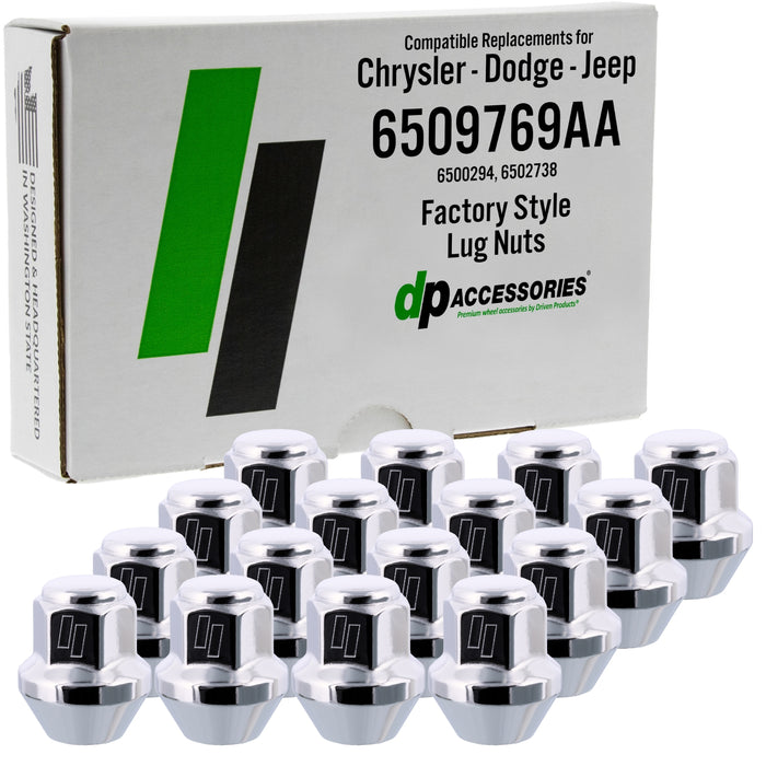 DPAccessories Lug Nuts | Compatible Replacement for Chrysler-Dodge-Jeep | 6509769AA, 6500294, 6502738 | Factory/OEM Wheels Only