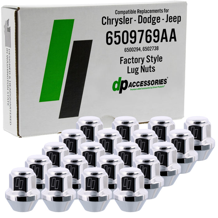 DPAccessories Lug Nuts | Compatible Replacement for Chrysler-Dodge-Jeep | 6509769AA, 6500294, 6502738 | Factory/OEM Wheels Only