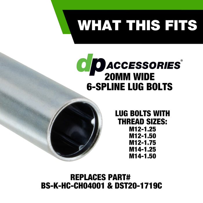 DPAccessories 6-Spline Tool Socket Adapter for Spline Lug Bolts (17mm & 19mm Hex)