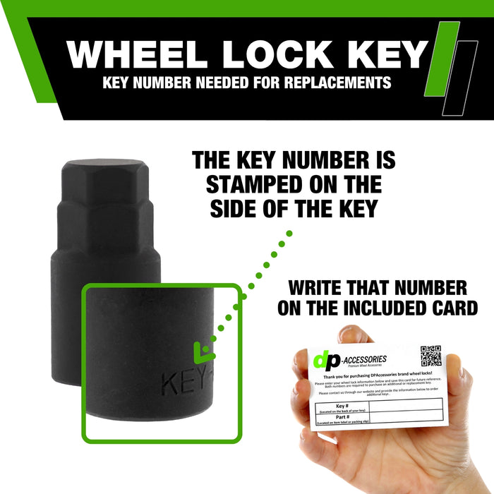 DPAccessories 1/2-20 Lug Nut Locks | Bulge Acorn | 36mm (1.4") Tall | 19mm (3/4") & 21mm (13/16") Hex