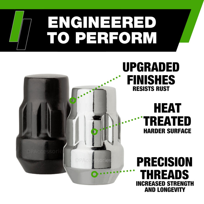 DPAccessories 7/16-20 Lug Nut Locks | Bulge Acorn | 36mm (1.4") Tall | 19mm (3/4") & 21mm (13/16") Hex