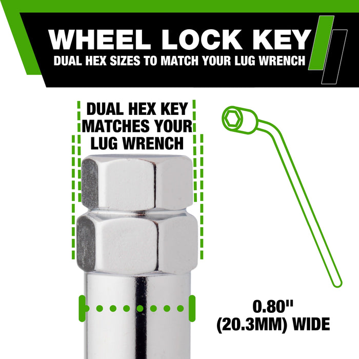 DPAccessories 1/2-20 Lug Nut Locks For Aftermarket Wheels | Spline/Tuner | 34mm (1.35") Tall | 19mm (3/4") & 21mm (13/16") Hex