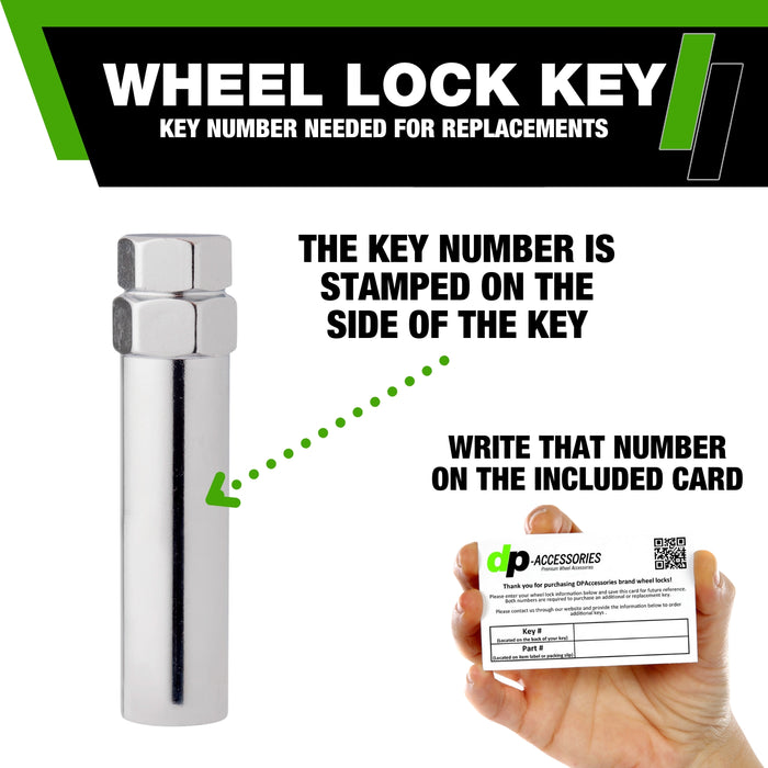 DPAccessories M12x1.25 Lug Nut Locks For Aftermarket Wheels | Spline/Tuner | 34mm (1.35") Tall | 19mm (3/4") & 21mm (13/16") Hex
