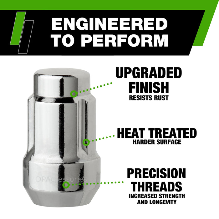 DPAccessories M12x1.25 Lug Nut Locks For Aftermarket Wheels | Spline/Tuner | 34mm (1.35") Tall | 19mm (3/4") & 21mm (13/16") Hex