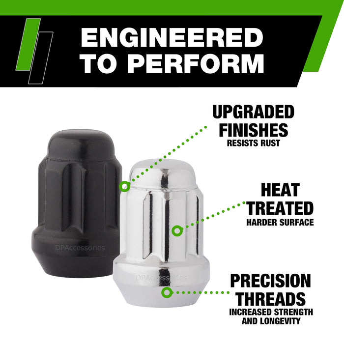 DPAccessories M14x1.50 Lug Nuts For Aftermarket Wheels - Closed End Duplex Spline Tuner - 35mm (1.38") Tall