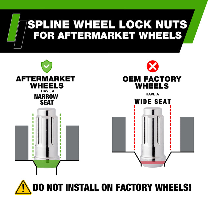 DPAccessories M14x2.00 Lug Nut Locks For Aftermarket Wheels | Spline/Tuner Duplex XL | 51mm (2.02") Tall | 21mm (13/16") & 22mm (7/8") Hex