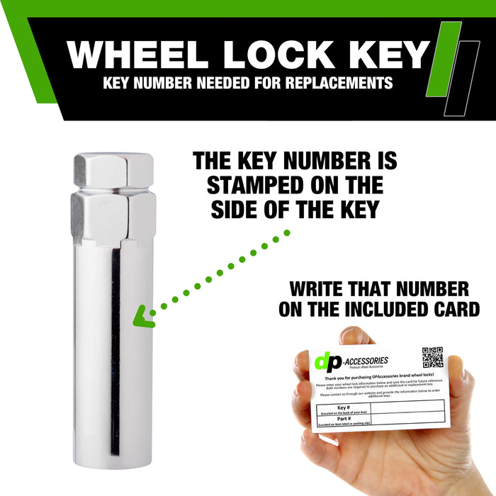 DPAccessories 9/16-18 Lug Nut Locks For Aftermarket Wheels | Spline/Tuner Duplex XL | 51mm (2.02") Tall | 21mm (13/16") & 22mm (7/8") Hex