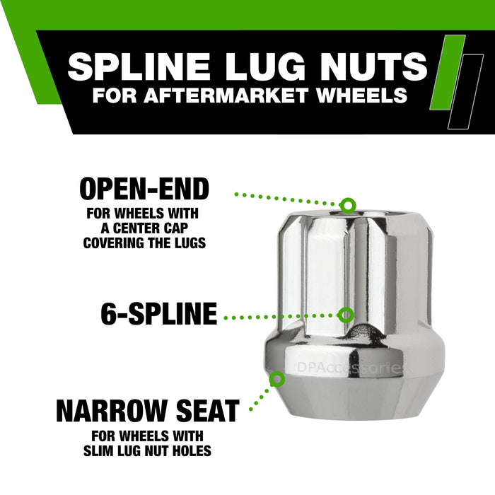 DPAccessories M14x2.00 Lug Nuts For Aftermarket Wheels - Open End Duplex Spline Tuner - 25mm (1") Tall