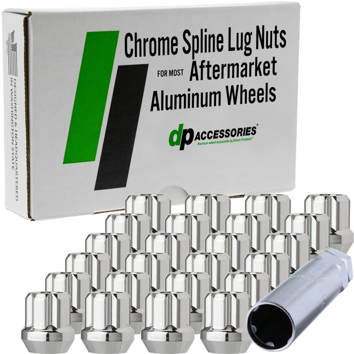DPAccessories M14x2.00 Lug Nuts For Aftermarket Wheels - Open End Duplex Spline Tuner - 25mm (1") Tall