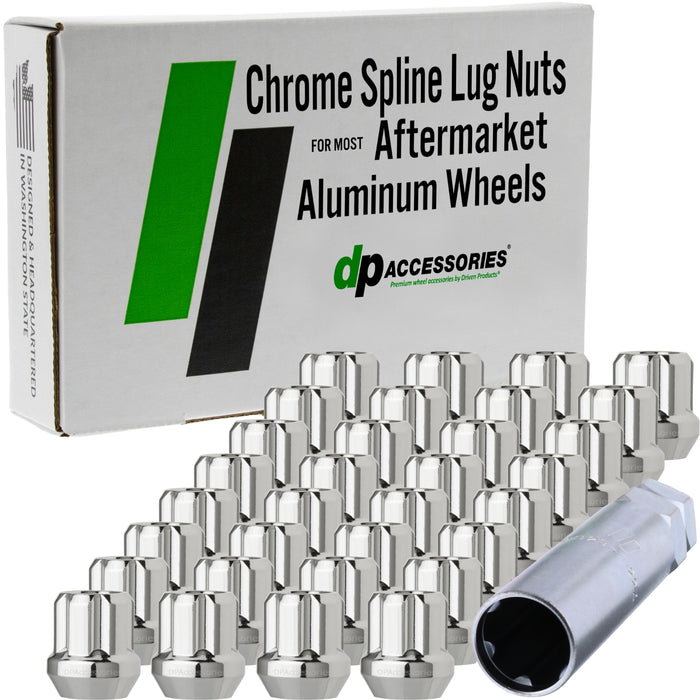 DPAccessories M14x1.50 Lug Nuts For Aftermarket Wheels - Open End Duplex Spline Tuner - 25mm (1") Tall