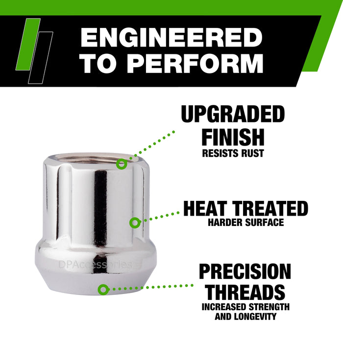 DPAccessories 1/2-20 Lug Nut Locks For Aftermarket Wheels | Open End Spline Tuner | 22mm (0.87") Tall | 19mm (3/4") & 21mm (13/16") Hex