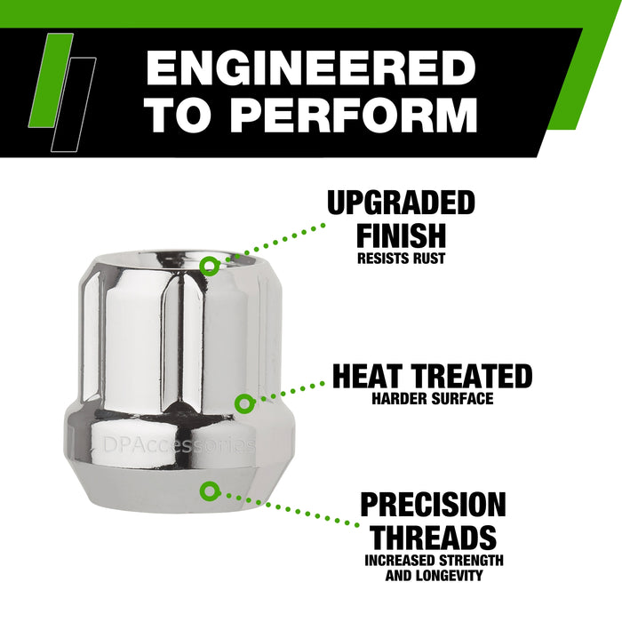 DPAccessories 1/2-20 Lug Nuts For Aftermarket Wheels - Open End Spline Tuner - 22mm (0.85") Tall