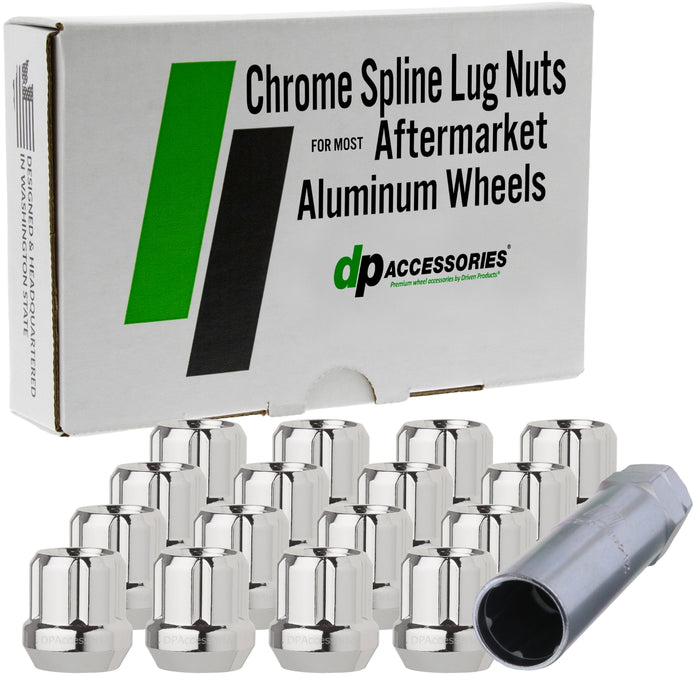 DPAccessories 1/2-20 Lug Nuts For Aftermarket Wheels - Open End Spline Tuner - 22mm (0.85") Tall