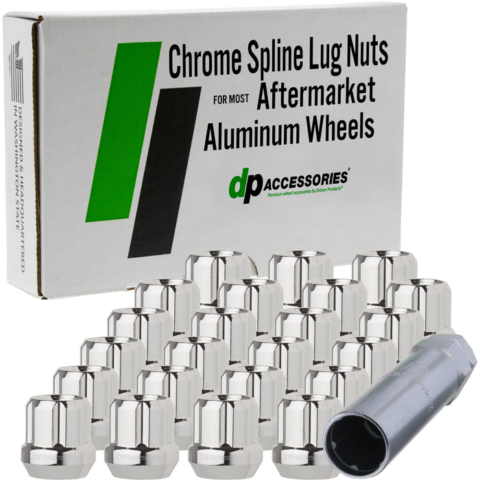 DPAccessories 1/2-20 Lug Nuts For Aftermarket Wheels - Open End Spline Tuner - 22mm (0.85") Tall