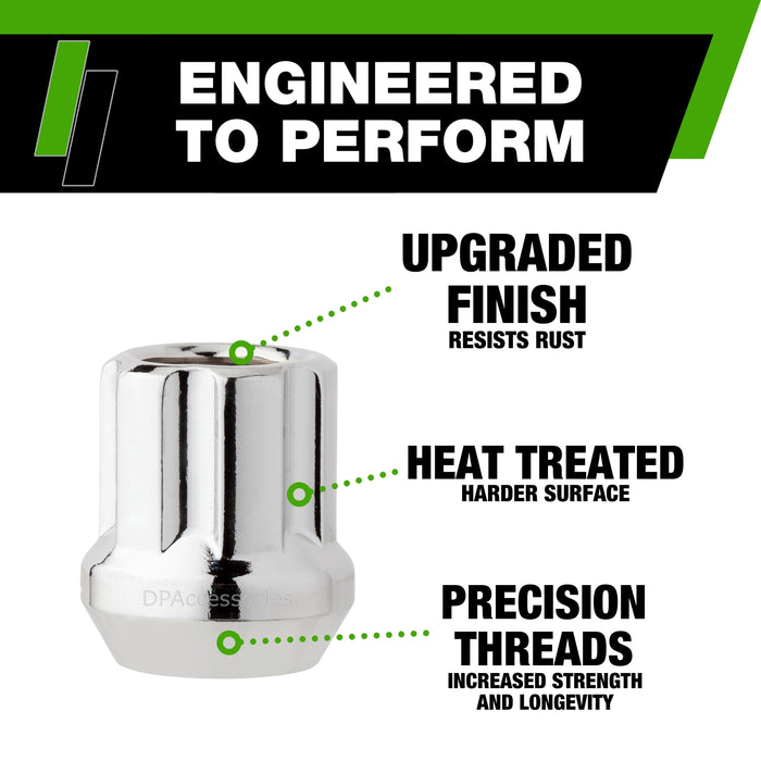 DPAccessories M14x2.00 Lug Nut Locks For Aftermarket Wheels | Open End Duplex Spline Tuner | 25mm (1") Tall | 21mm (13/16") & 22mm (7/8") Hex